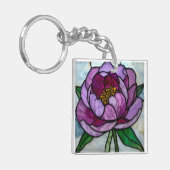 Purple Peony Stained Glass キーホルダー (正面左)