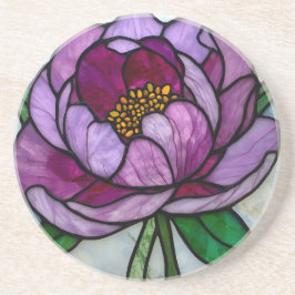 Purple Peony Stained Glass コースター