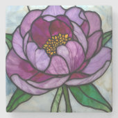 Purple Peony Stained Glass ストーンコースター (正面)