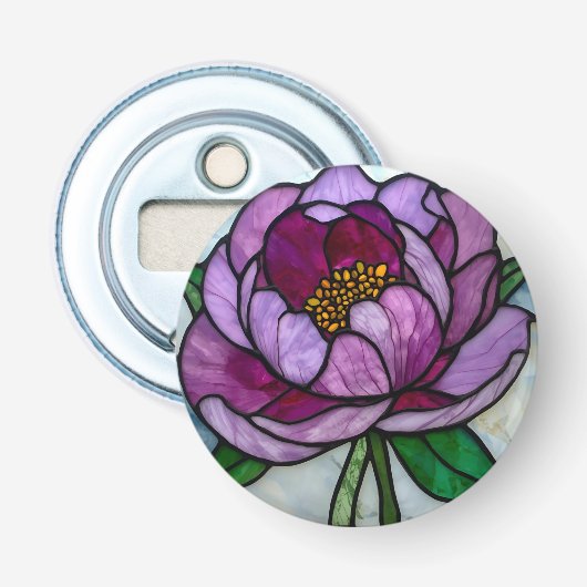 Purple Peony Stained Glass 栓抜き (正面)