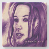 Purple People Woman Portrait Original Art ストーンコースター (正面)