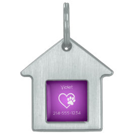 Purple Personalized Dog ID Tag Name & Phone ペットネームタグ