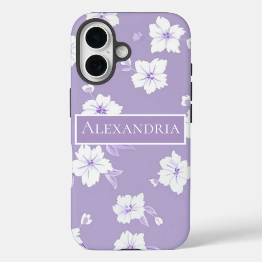 Purple Personalized Floral Phone Case Case-Mate iPhoneケース (裏面)