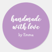 Purple Personalized Handmade with Love Minimalist ラウンドシール (正面)