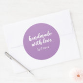 Purple Personalized Handmade with Love Minimalist ラウンドシール (封筒)
