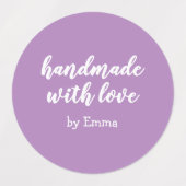Purple Personalized Handmade with Love Minimalist ラベル (デザイン2)