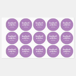Purple Personalized Handmade with Love Minimalist ラベル