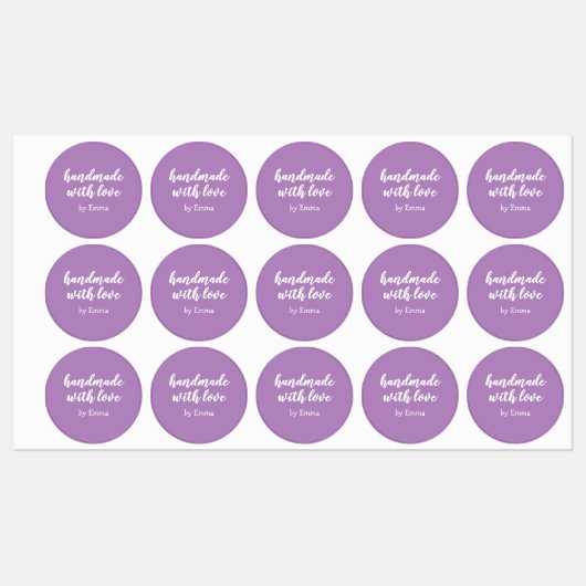 Purple Personalized Handmade with Love Minimalist ラベル (シート)