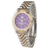 Purple Personalized with White Leather Custom  腕時計 (アングル)