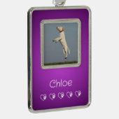 Purple Pet Photo Ornament - New Puppy Gift シルバープレートフレームオーナメント (右)