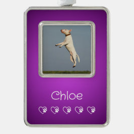 Purple Pet Photo Ornament - New Puppy Gift シルバープレートフレームオーナメント