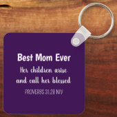 Purple Petunia Photo Best Mom Ever Mother's Day キーホルダー (裏面)