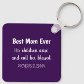 Purple Petunia Photo Best Mom Ever Mother's Day キーホルダー (裏面)