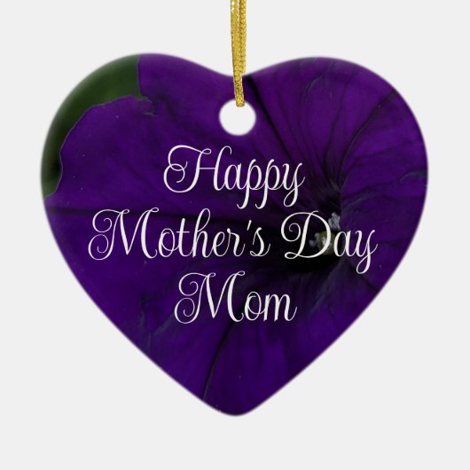 Purple Petunia Photo Best Mom Ever Mother's Day セラミックオーナメント (正面)