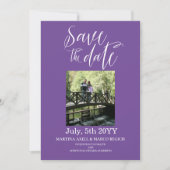 Purple Photo日付の保存招待状 招待状 (正面)