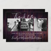 PURPLE PHOTO結婚 Collageに素朴感謝 サンキューカード (正面/裏面)