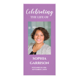 Purple Photo Celebration of Life Memorial Program ラックカード