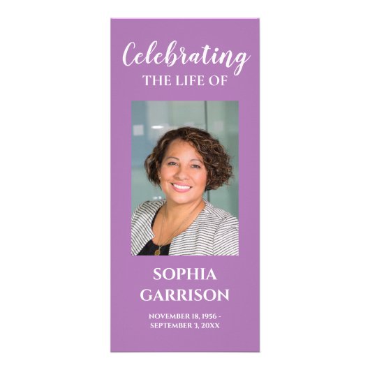 Purple Photo Celebration of Life Memorial Program ラックカード (正面)
