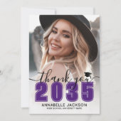 Purple Photo Graduation サンキューカード (正面)