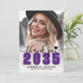 Purple Photo Graduation サンキューカード (スタンド正面)