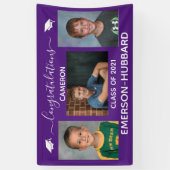 Purple Photo High School Graduation Banner 横断幕 (縦)