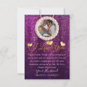 Purple Photo I Love You Anniversary Card For Wife サンキューカード (正面)