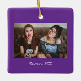 Purple Photo Keepsake Christmas セラミックオーナメント