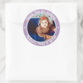 Purple Photo Kids Firstハッピーバースデーありがとう ラウンドシール (バッグ)