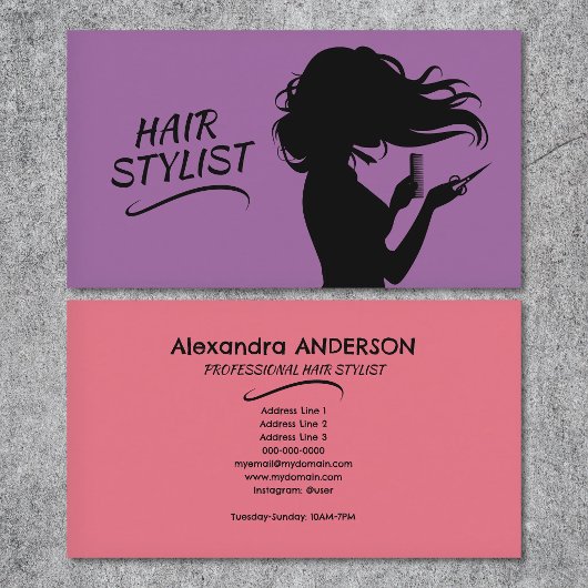 Purple & Pink - ヘアスタイリスト 名刺