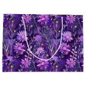 Purple Pink and Yellow Daisy Floral Pattern ラージペーパーバッグ (裏面)