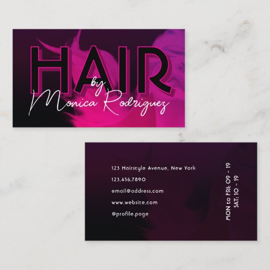 Purple pink black hair 名刺 (正面/裏面)