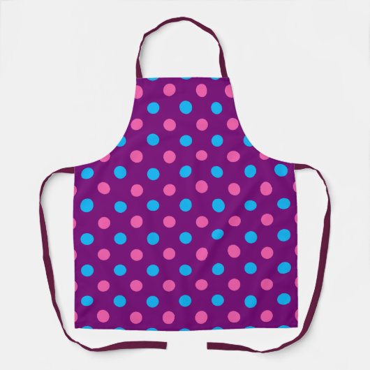 Purple Pink Blue Polka Dot Pattern エプロン (正面)