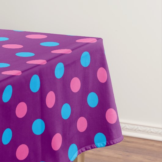 Purple Pink Blue Polka Dot Pattern テーブルクロス (インサイチュ)