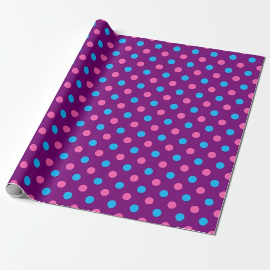 Purple Pink Blue Polka Dot Pattern ラッピングペーパー (アンロールド)