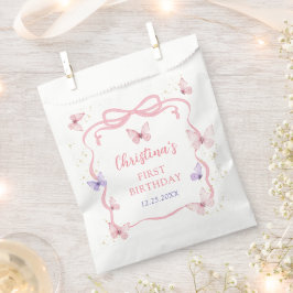 Purple Pink Bow Butterfly Birthday Party フェイバーバッグ