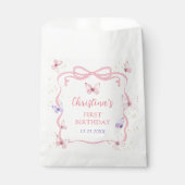 Purple Pink Bow Butterfly Birthday Party フェイバーバッグ (正面)