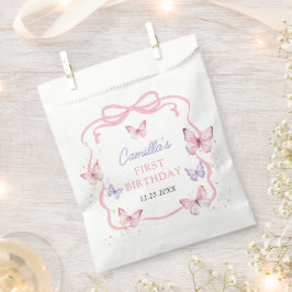 Purple Pink Bow Butterfly Girl Birthday Party フェイバーバッグ