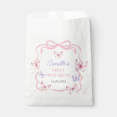 Purple Pink Bow Butterfly Girl Birthday Party フェイバーバッグ (正面)