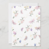 Purple Pink Butterfly Is On The Way Baby Shower 招待状 (裏面)