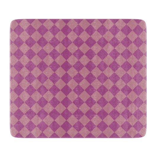 Purple Pink Checker Diamond Pattern カッティングボード (正面)