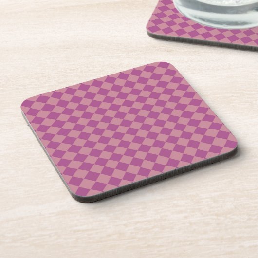 Purple Pink Checker Diamond Pattern コースター (左側)