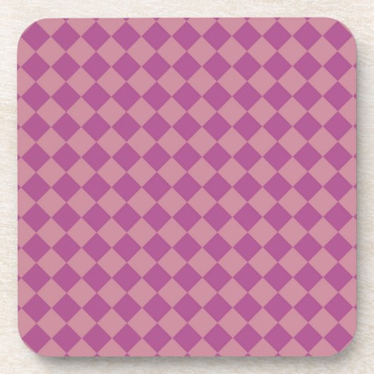 Purple Pink Checker Diamond Pattern コースター (正面)