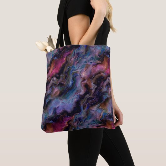 Purple Pink Cosmic Marble トートバッグ (クローズアップ)