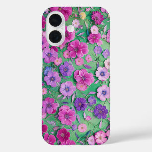 Purple Pink Floral Botanical Garden Phone Case iPhone 16ケース