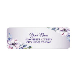 Purple Pink Floral Golden Wedding Return Address  ラベル