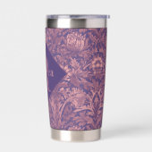 Purple Pink Floral William Morris Elegant Monogram 保温保冷タンブラー (左面)