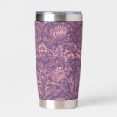 Purple Pink Floral William Morris Elegant Monogram 保温保冷タンブラー (背面)