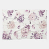 Purple Pink Flowers & Hearts   キッチンタオル (横)