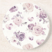 Purple Pink Flowers & Hearts コースター (正面)