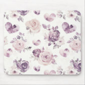 Purple Pink Flowers & Hearts マウスパッド (正面)